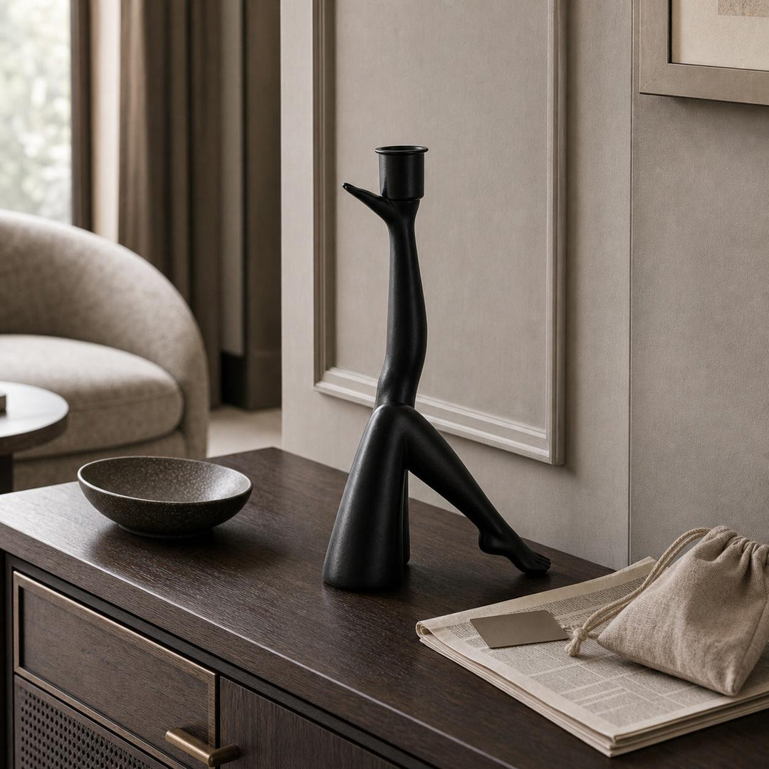 Kickra Modern Designer Candle Holder – Gold Leg-Inspired Sculptural Base for Living Room and Dining Base U22