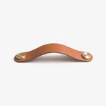Afbeelding laden in galerijweergave, Cowhide leather and brass cabinet pull handle color and size option