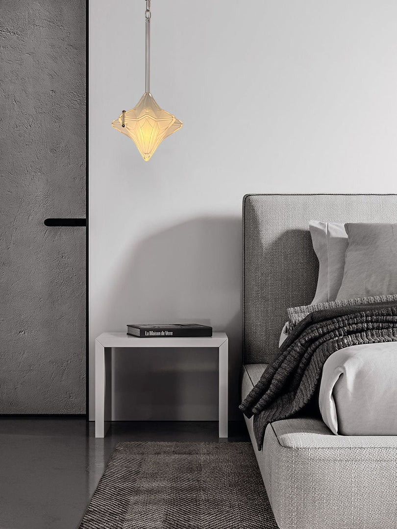 Art Deco Astris Elara Star Pendant Light – Frosted Glass Pendant with Geometric Style