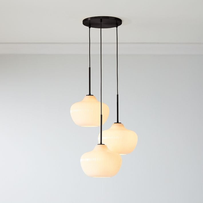 Rivrona Ribbed Glass 3-Light Chandelier - Sculptural Modern Lighting for Home