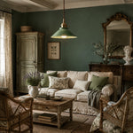 Cargar imagen en el visor de la Galería, Plum green ceramic pendant light in a vintage living room