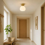 Bild in die Galerieansicht laden, Milk glass flower ceiling light in a hallway