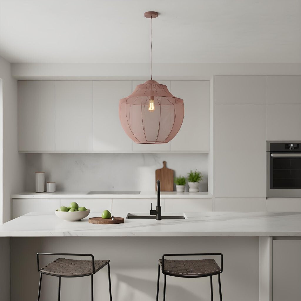 Lumifil Moderne Mesh-Pendelleuchte – Hängende Stoffleuchten, geeignet für Esszimmer oder Kücheninseln