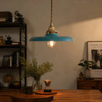 Afbeelding laden in galerijweergave, Distressed blue pendant light in an atmospheric interior