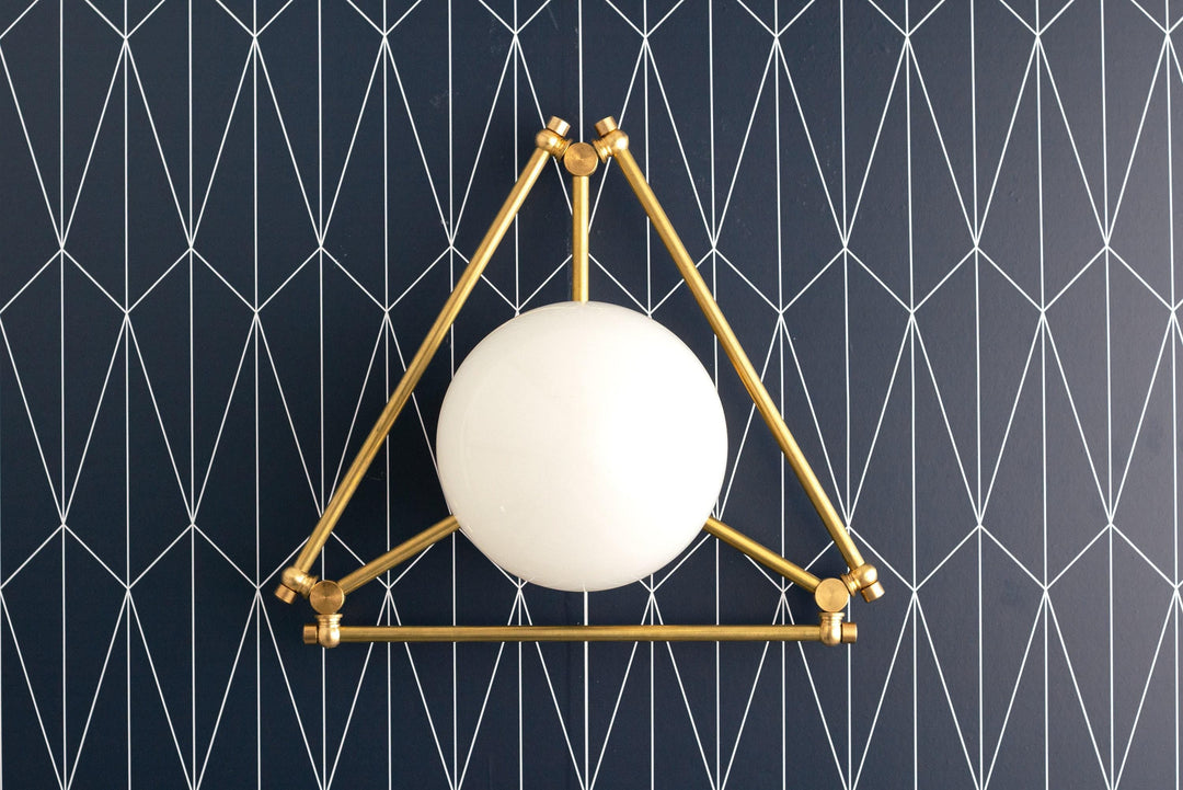 Glorica Glass Geometric Brass Pendant Light - Hand-Blown Globe Design