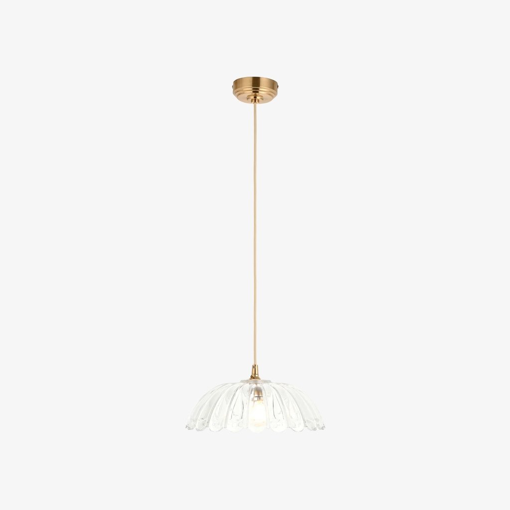 Floriaxis Floral Glass Pendant Light — Floral Glass Shade with Braided Cable for Kitchen or Dining