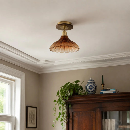 Ribbed glass ceiling light detail 2