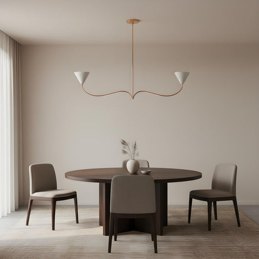 Candelabro Lineal Kysara - Brazos Curvos y Pantallas de Tela Adecuados para Salas de Estar o Comedores