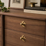 Afbeelding laden in galerijweergave, Swallow-shaped brass handles on wood drawers