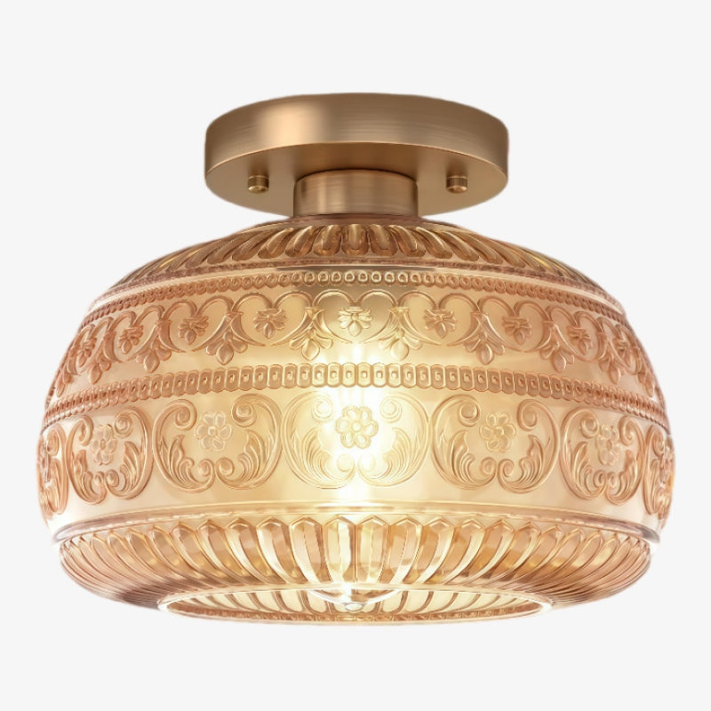 Lurex Geleverd Patroon Glazen Opbouw Plafondlamp - Gegraveerd Ontwerp en Decoratieve Binnenverlichting U21