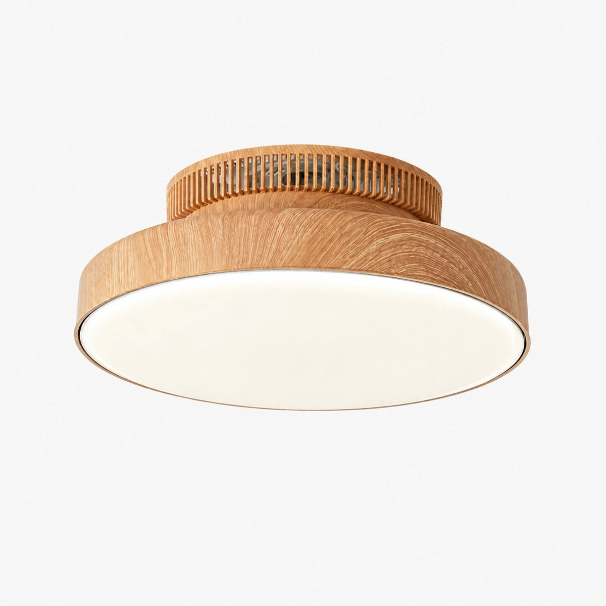 Natural wood ribbed ceiling fan light