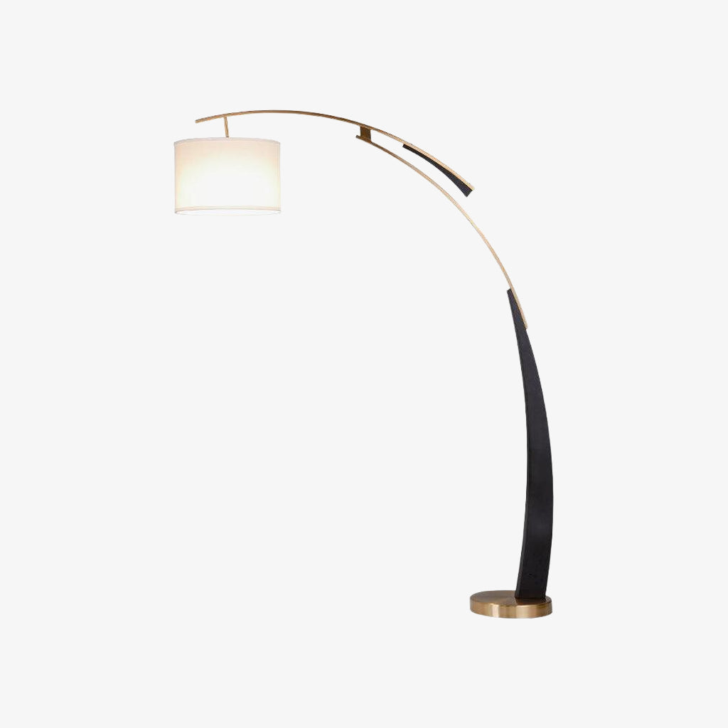 AstraLoop Moderne Bogen-Stehlampe mit Stoffschirm – Elegantes Schlankes Gebogenes Metall-Design für Innenräume
