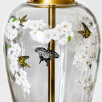 Load image into Gallery viewer, Close view of the floral butterfly glass lamp body