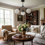 Load image into Gallery viewer, Glorica Glass Chandelier - Brass Globe Ceiling Light with Opal Shade
