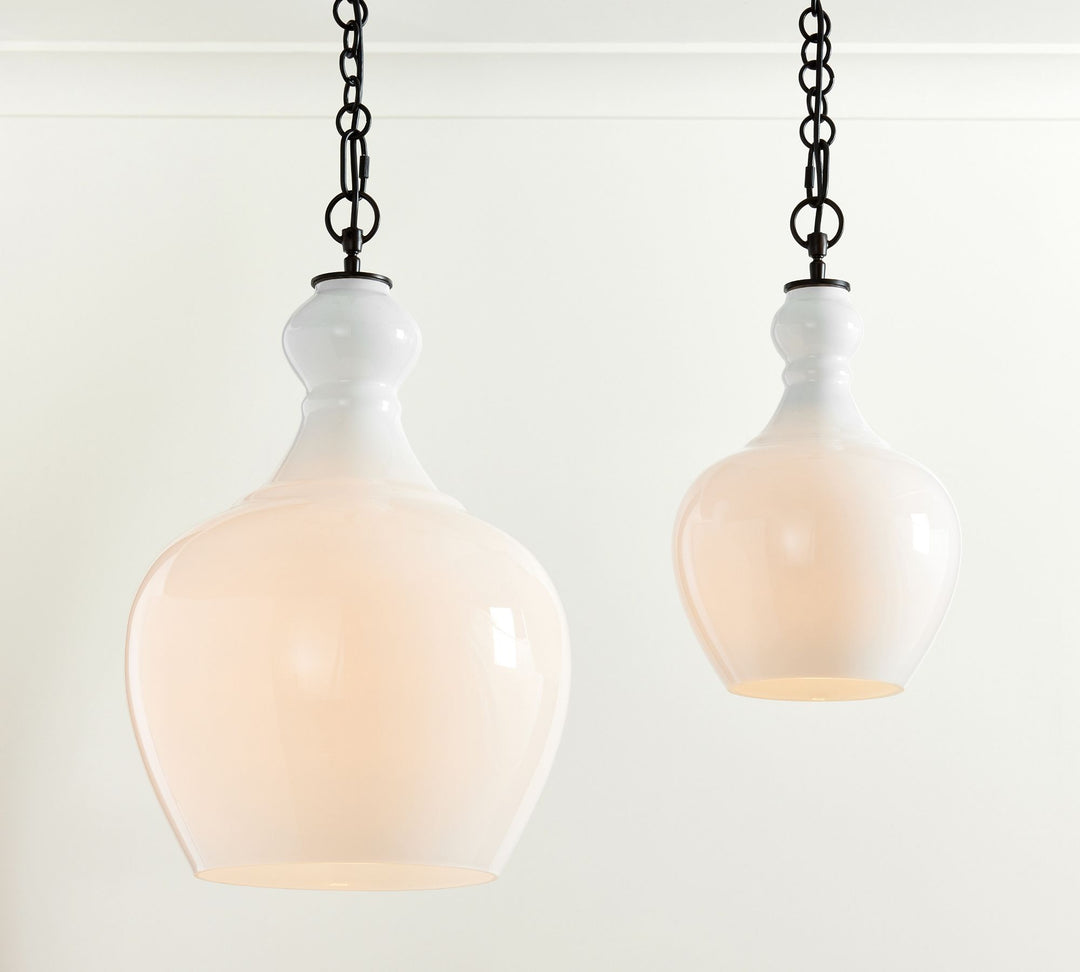 Lawson Glass Pendant Light - Recycled & Milk Glass with Bronze Accent