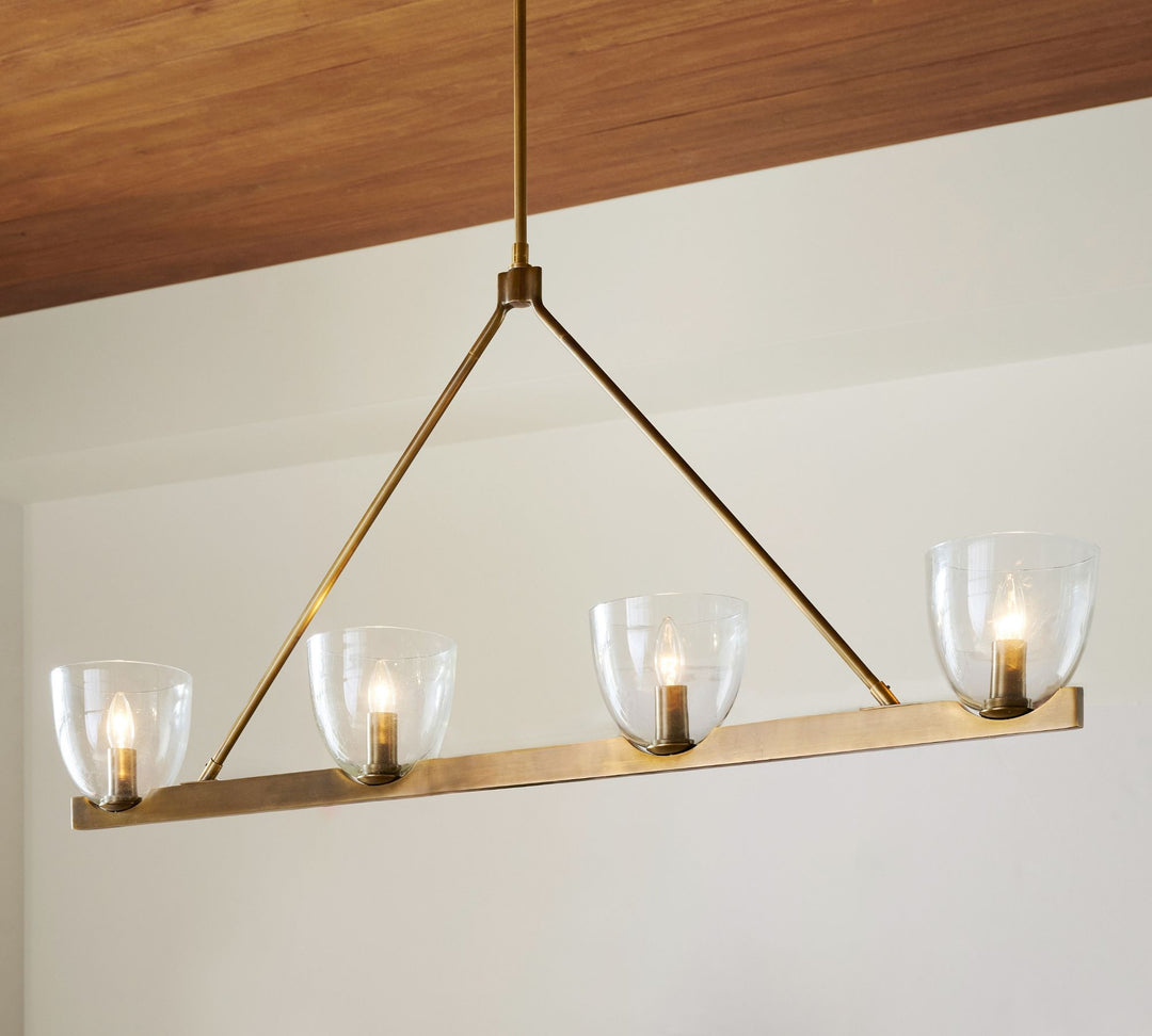 Auria Hand-blown Glass Metal Chandelier - Contemporary Brass Design