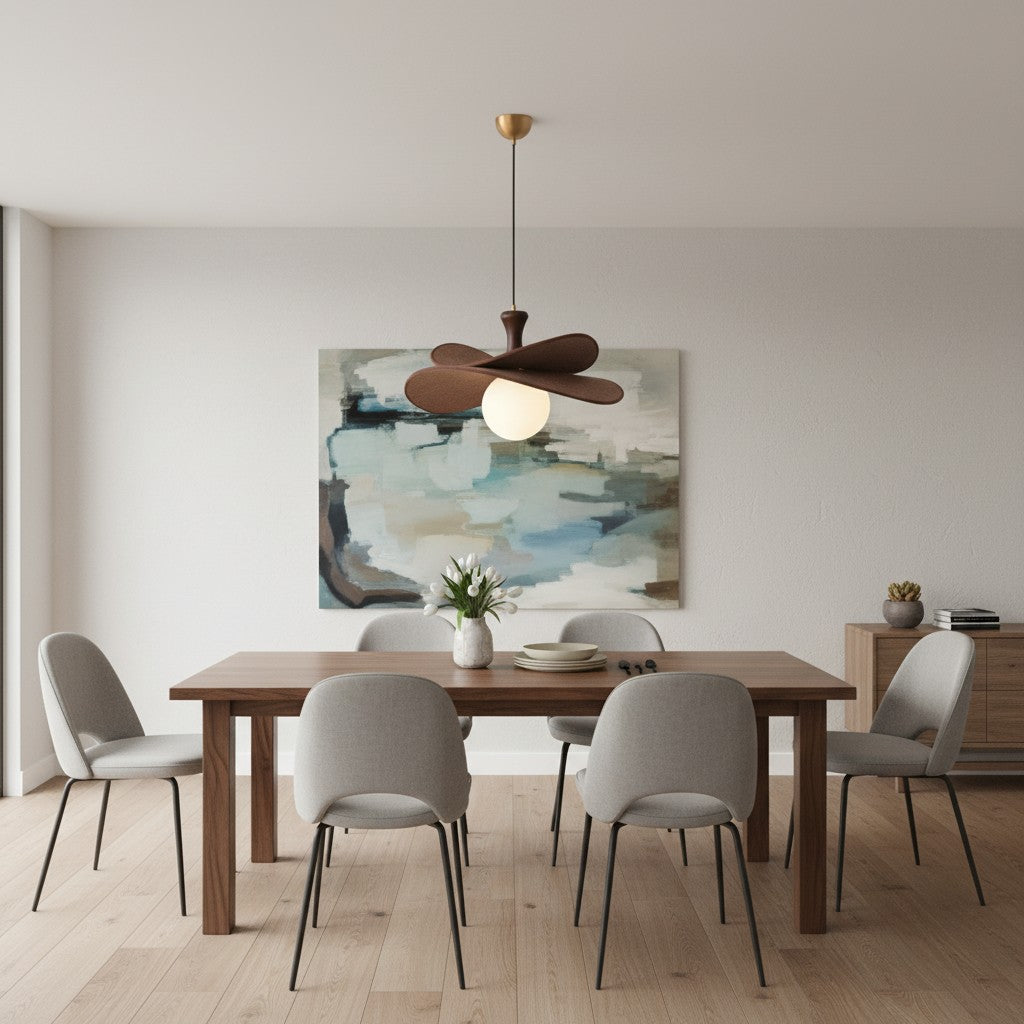Orrise Blühender Blütenblatt Kronleuchter – Modernes Metall und Holz für Wohnzimmer und Esszimmer