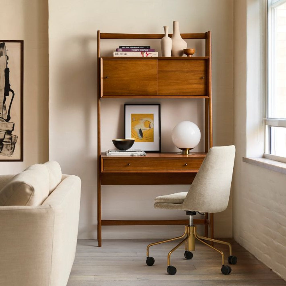 Rivolence Modern Table Lamp - Brass Finish White Glass Shade - Retro Style