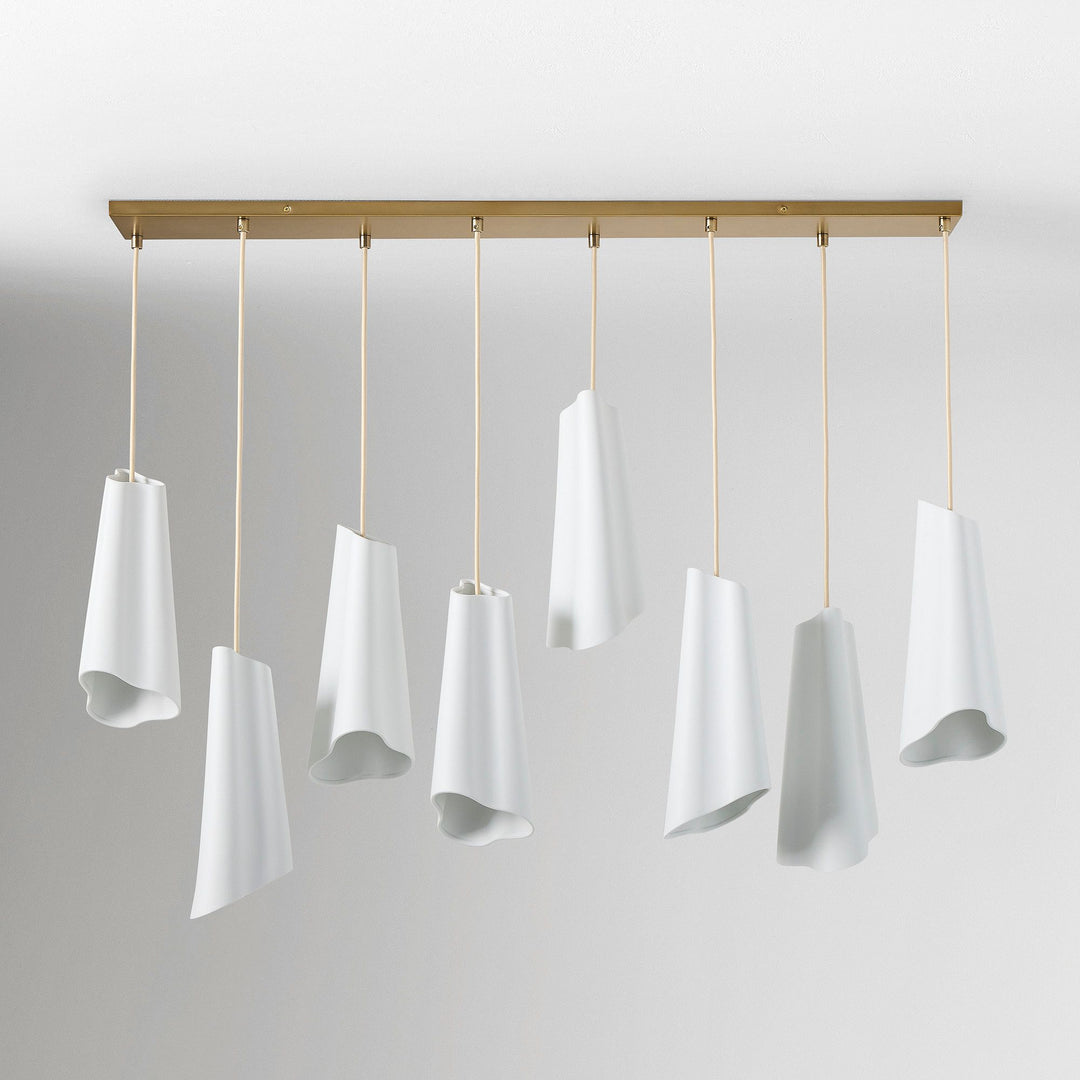Orovia Ceramic Shade Chandelier – Iron Pendant Adjustable Height Design
