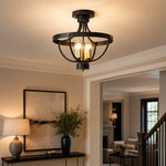 Afbeelding laden in galerijweergave, Vintage plafondlamp in landelijke stijl, halfopbouw