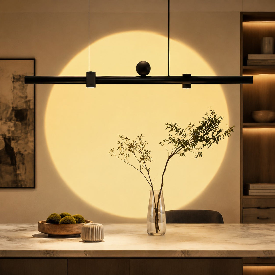 Lámpara colgante lineal para comedor con luz de lavado de pared
