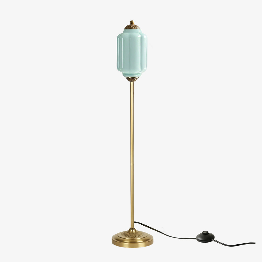 Eloise Strukturierte Glas-Kürbis-inspirierte Stehlampe - Organische Kunstfertigkeit und Retro-Stil für Wohnzimmer