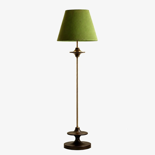 Green vintage fabric shade floor lamp