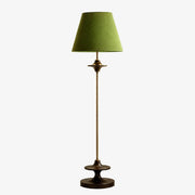 Green vintage fabric shade floor lamp