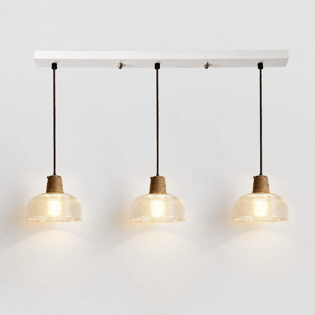 Rustic Woven Rope Glass Pendant Light Collection