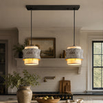 Cargar imagen en el visor de la Galería, Style B gray travertine stone pendant lights above a kitchen island
