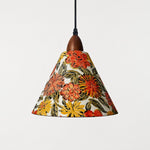Carica l'immagine nella visualizzazione Galleria, Medium orange floral cone pendant light front view