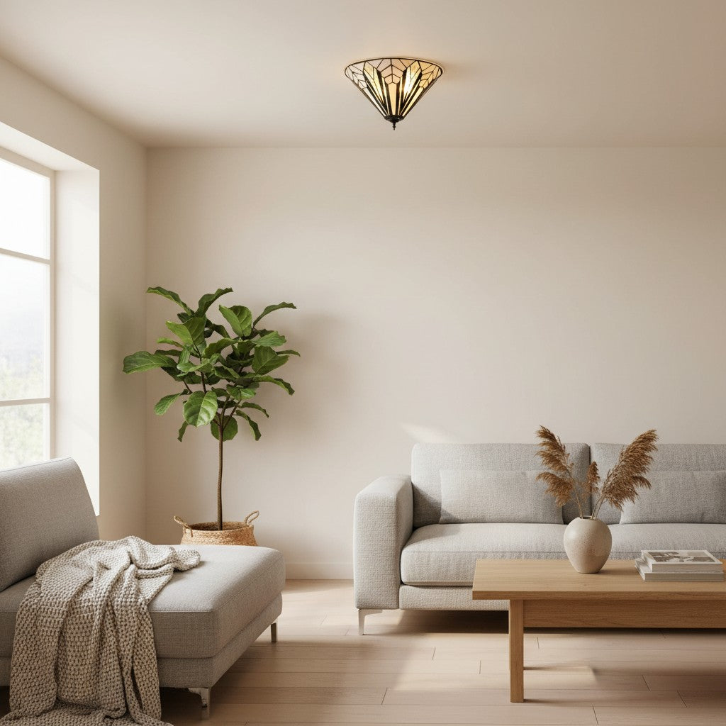 TF Astoria Moderne Deco Opbouw Plafondlamp met Gestructureerd Glas – Elegante Verlichtingsarmatuur voor Thuis