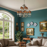 Bild in der Galerieansicht laden, Talonis Mehrfach-Leuchten Stoff Kronleuchter - Elegante Metall gebogene Arme für Esszimmer und Wohnzimmer