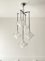 Load image into Gallery viewer, Art Deco Astris Star Chandelier – Frosted Glass Deco Fixture for Dining Room
