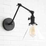 Load image into Gallery viewer, Conique Metal Industrial Wall Sconce with Adjustable Arm - Vintage Glass Cone Shade
