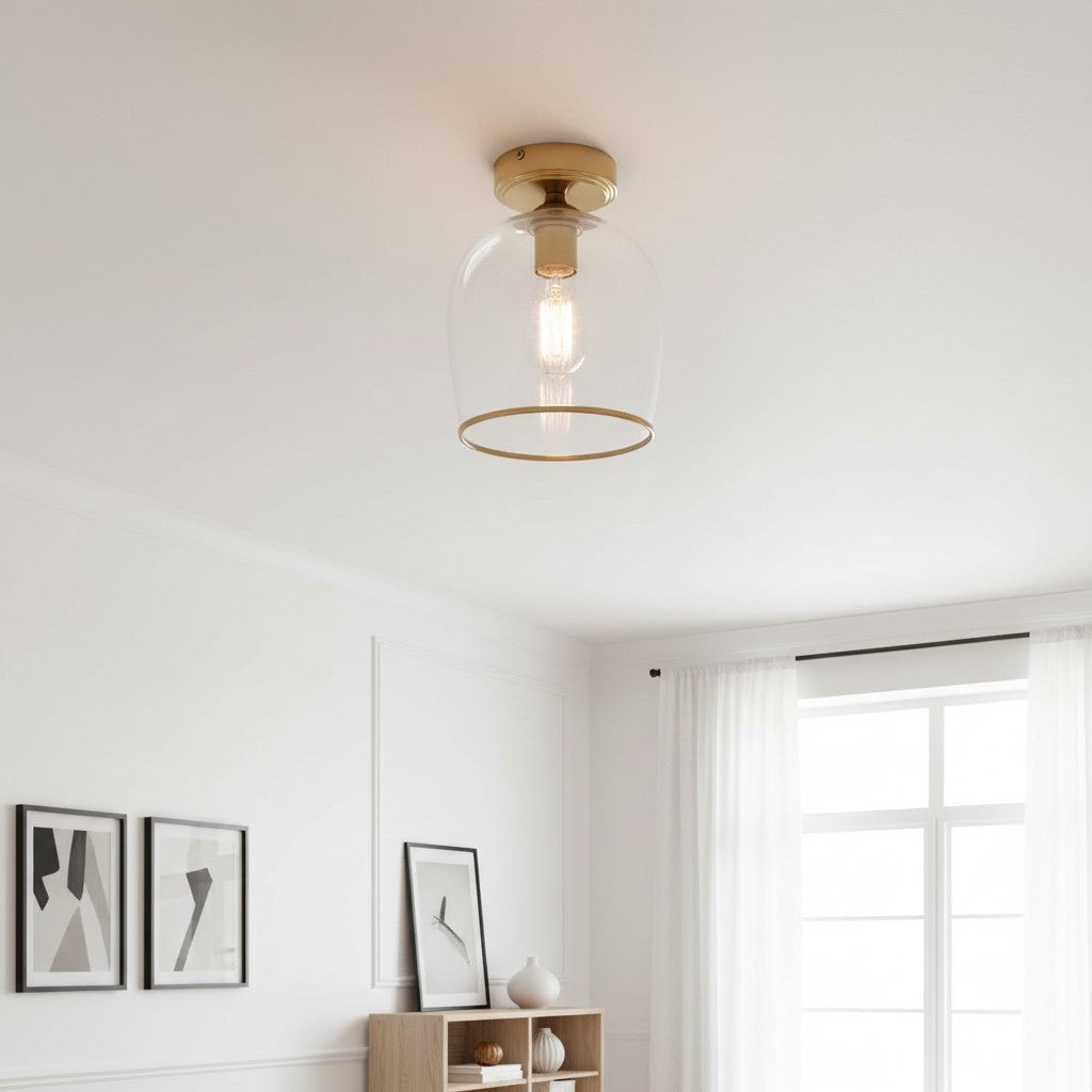 Brazara Koepel Plafondlamp - Industrieel Geribbeld en Helder Glas voor Woonkamer