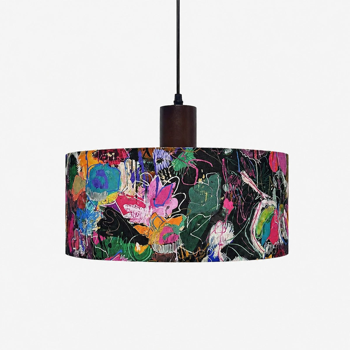 Fabric drum pendant light 26