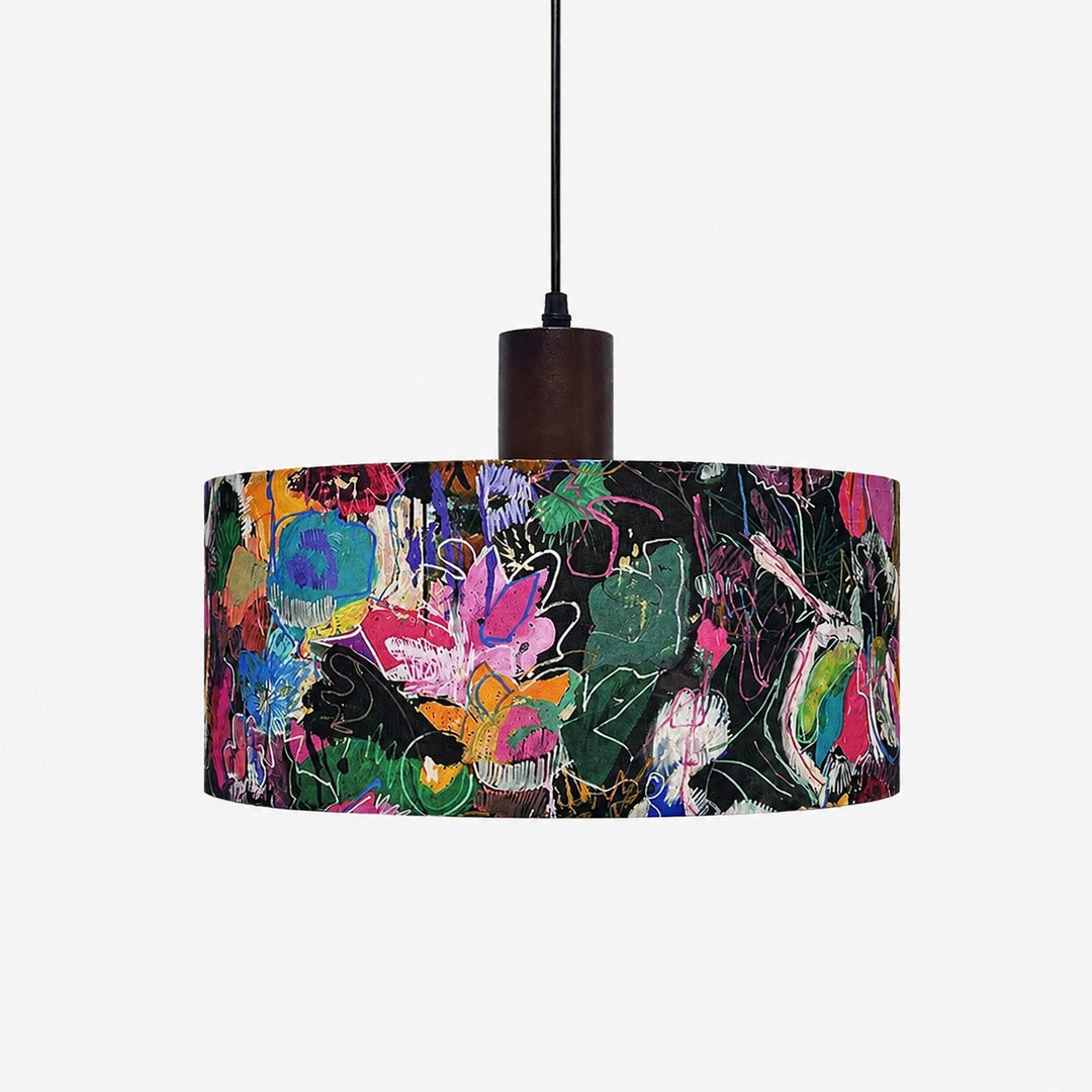 Fabric drum pendant light 26