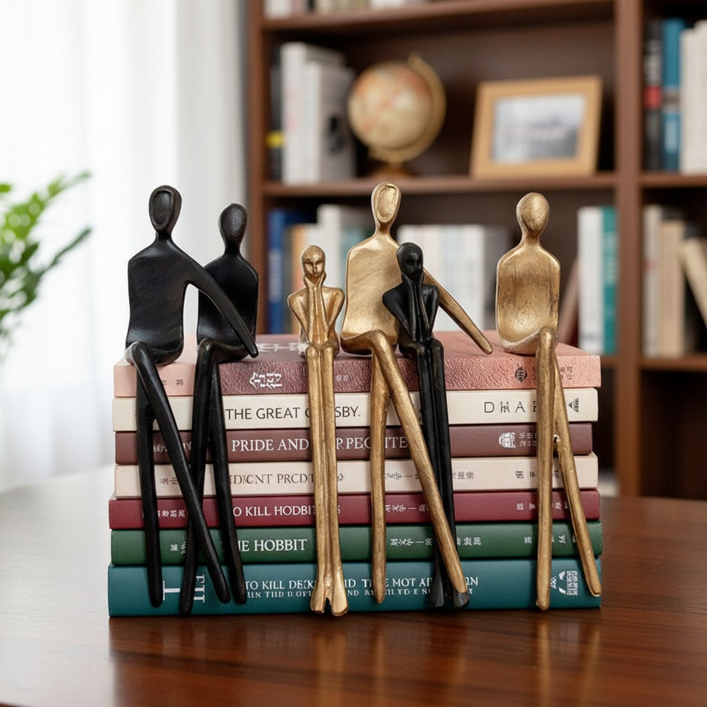 Floxo Lazy Dog and Abstract Nordic Human Figurine Minimalist Sculpture for Modern Shelves and Desks