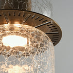 Cargar imagen en el visor de la Galería, Clear crackle glass pendant shade with brass vented top
