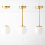 Load image into Gallery viewer, Glorica Glass White Globe Pendant Light - Mid Century Modern Glass Hanging Fixture
