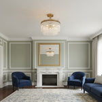 Afbeelding laden in galerijweergave, RibGlow antiek messing 3-licht plafondlamp met helder glas - hal of slaapkamer