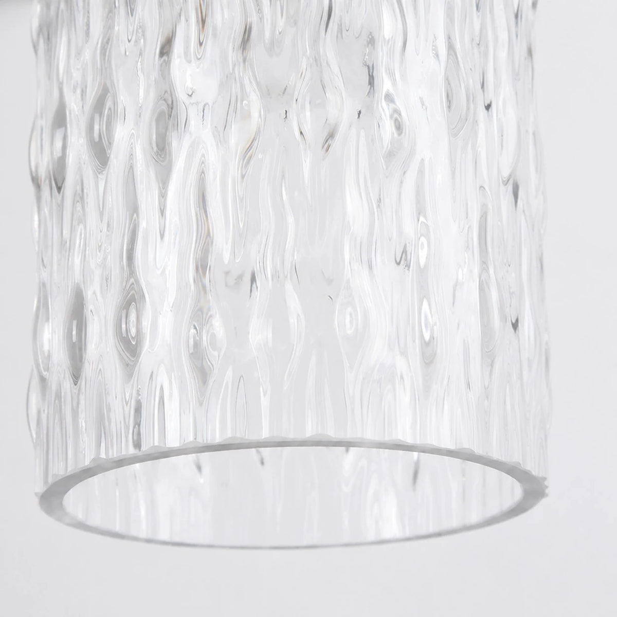 Close view of the ribbed clear glass shade texture