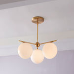 Load image into Gallery viewer, Alessora Brass Milk Glass Chandeliers- Great for Covered Outdoor Areas
