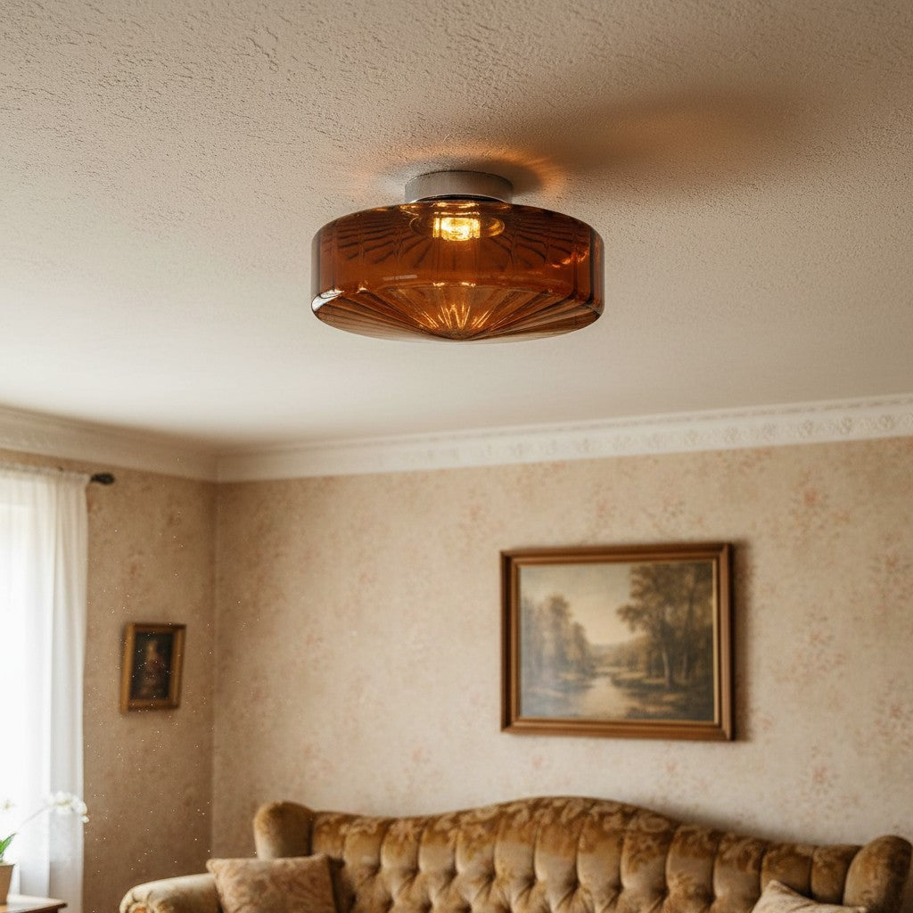 Ripplara Water Ripple Glass Plafondlamp met Vintage Stijl – Opbouwontwerp voor Slaapkamer