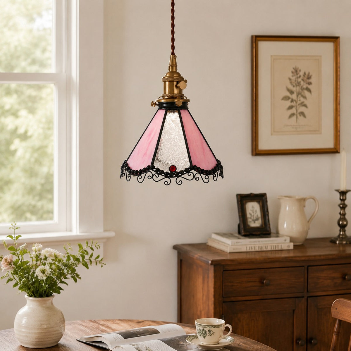 Multicolor Stained Glass Pendant Light