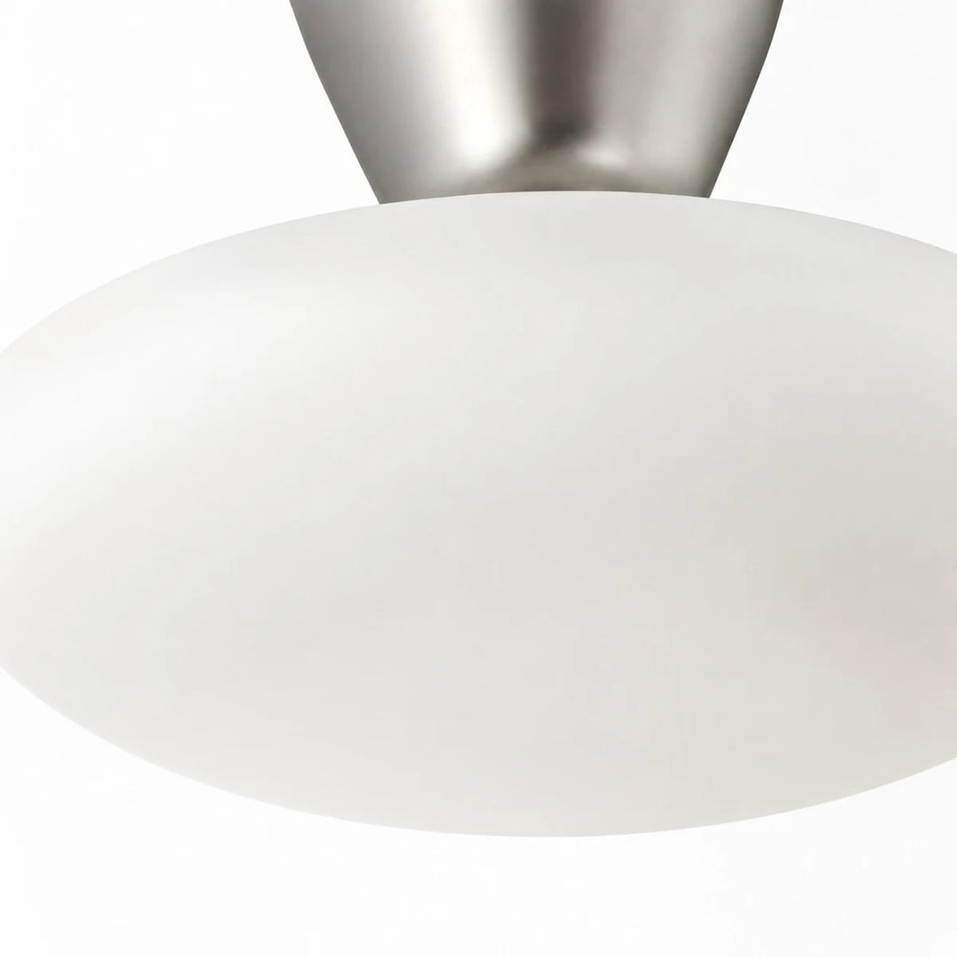 white glass diffuser and silver finish detail