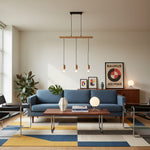 Afbeelding laden in galerijweergave, Virell Verstelbare Lineaire Plafondlamp – 3-Lamps Houten en Metalen Ontwerp voor Keukeneiland of Kantoor