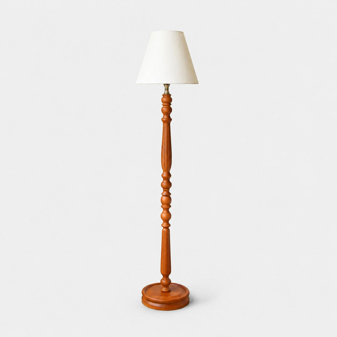 Vintage vloerlamp van massief hout met optioneel bijzettafeltje
