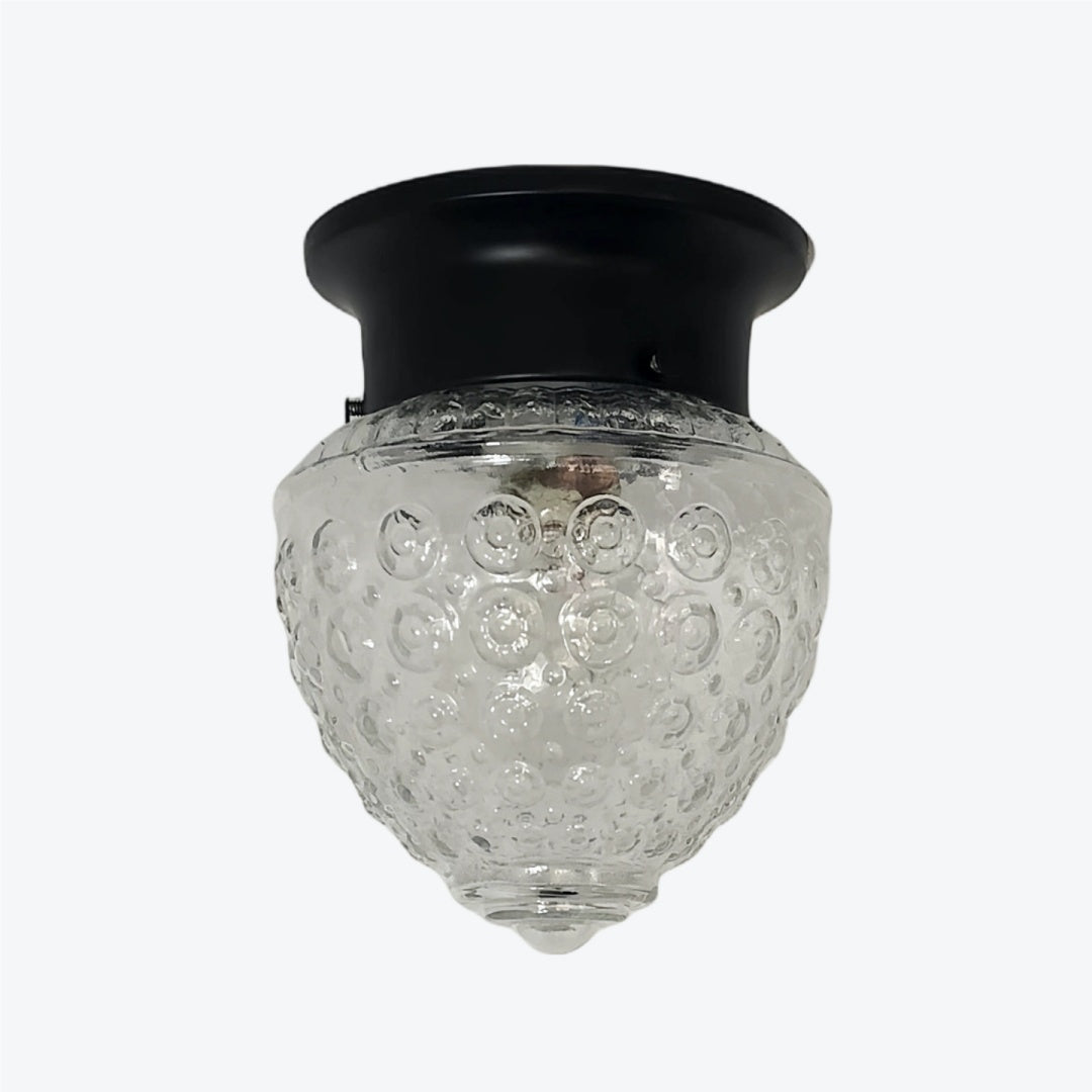 Minimalist Glass Ceiling and Black Metal Lamp
